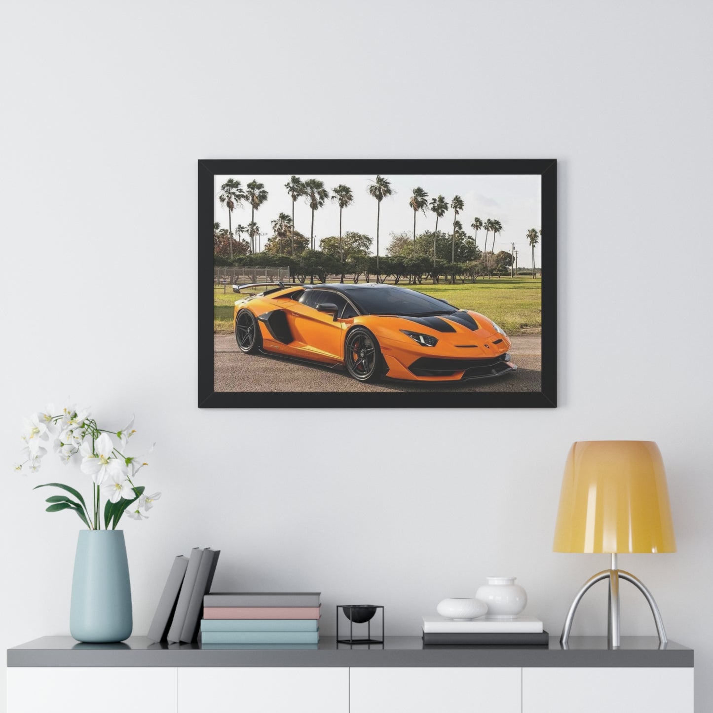 "Palm Trees" 30" x 20" Framed Lamborghini Poster